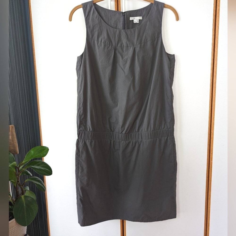 Vince Cotton Drop Waist Dress 6 Soft Grey